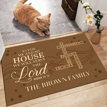 As For Me And My House We Will Serve The Lord - Custom Crossword Puzzle Art Doormat - Funny Gifts For Family, Friend