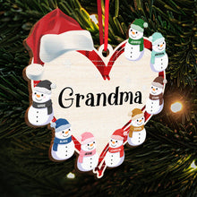 Mom's Grandma's Little Snowmen - Personalized Wooden Cutout Ornament - Gift For Family