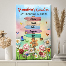 Grandma's Garden Birth Month Flowers Names - Personality Customized Canvas - Gift For Family