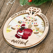 Our First Christmas - Customized Personalized Mirror Wooden Ornament - Christmas Gift For Couple Husband Wife