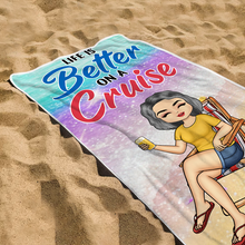 Life Is Better On A Cruise Gift For Traveling Lovers Personalized Custom Beach Towel