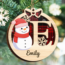 Chrismas Snowman Monogram Personalized 2-Layered Wooden Ornament Christmas Gifts For Her, Him