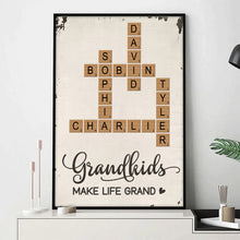 Grandkids Make Life Grand Custom Crossword - Personalized Customized Canvas - Gifts For Family Members