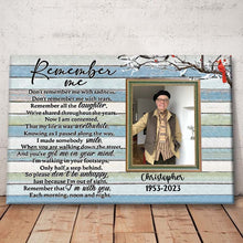 Remember Me - Memorial Gifts For Loss, Sympathy Gift Personalized Custom Framed Canvas Wall Art