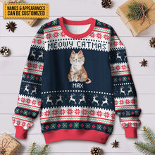 Personalized Unisex Ugly Sweater Funny Cartoon Cats Christmas Gift For Cat Lovers, Cat Moms, Cat Dads