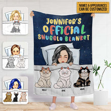 Personalized Fleece Blanket Official Snuggle Blanket Funny Cartoon Cats - Gift For Cat Lovers, Cat Moms