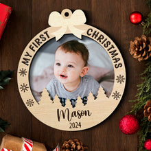 My First Christmas - Personalized 2-Layered Wooden Ornament - Christmas Gifts For Family, Baby Kid