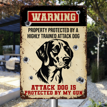 Protected By A Attack Dog - Customized Personality Metal Sign - Gift For Dog Lover