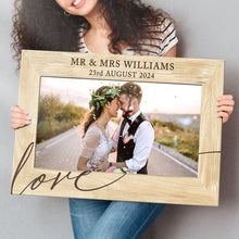 Mr and Mrs Wedding Photo Frame - Personalized Customized Canvas - Aniversary Gift For Husband Wife