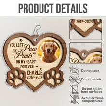 Custom Pet Photo Your Paw On My Heart - Customized Personalized Car Ornament - Gift For Memorial Pet Mom Pet Dad Loss Gift