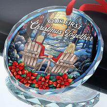 Our First Christmas Together - Customized Personalized Glass Ornament - Gift For Couple Husband Wife