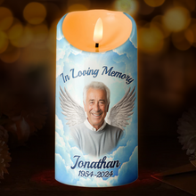 Custom Photo Blue Sky Candle LED - Personalized Candle LED Light - Memorial Gifts For Family Members