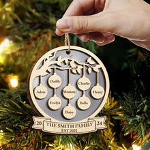 Family Christmas Ornament - Personalized 2-Layered Wooden Ornament - Engraved Gifts For Family