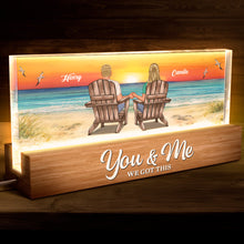 Couple Sitting At Beach -  Customized Personalized Acrylic LED Night Light - Gifts For Couple