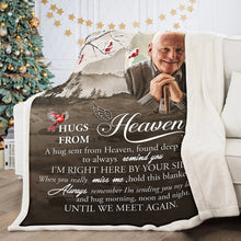 Custom Photo Hugs From Heaven - Personalized Customized Blanket - Memorial Gift For Loss, Mourning