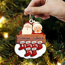 Santa Claus Mrs Claus Grandkids - Personalized 2-Layered Wooden Ornament - Gifts For Family