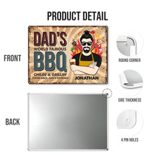 Dad's World Famous BBQ - Personalized Metal Sign For Your Backyard - Gift For Dad, Family