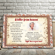 A Letter From Heaven - Custom Photo Memorial Gifts For Angel, Sympathy Gift Personalized Custom Framed Canvas Wall Art