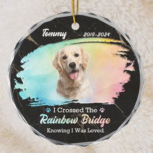 Custom Photo - I Crossed The Rainbow Bridge - Customized Personalized Glass Ornament - Memorial Gift For Loss Pet