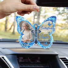 Custom Photo Butterflies Appear When Angels Are Near - Personalized Car Ornament - Memorial Gift For Family Members