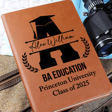 Monogram Graduation Theme - Personalized Customized Leather Journal - Graduation Gift, Gift For Friends