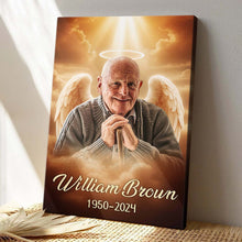Pet Loss, Deceased Loved One With Halo & Wings Heaven - Personalized Customized Canvas - Memorial Gift For Family Members