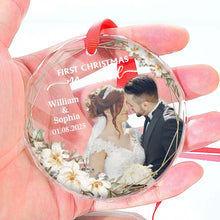 First Christmas Married Couple - Personalized Glass Ornament - Christmas, Anniversary Gift For Couple, Husband Wife, Him, Her