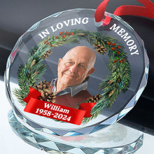 Custom Photo In Loving Memory - Customized Personalized Glass Ornament - Gift For Loving Memory