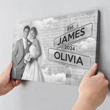 Custom Couple Photo Letter Theme - Personalized Customized Canvas - Anniversary Gift For Couples, Lovers, Husband Wife