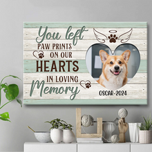 You Left Paw Prints On Our Hearts  - Custom Photo Personalized Canvas Prints - Gift For Dog Lovers