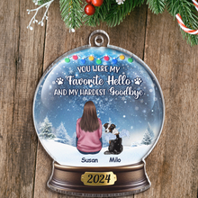 We Miss You - Customized Personalized Snow Ball Acrylic Ornament - Memorial Gift For Pet Loss Owners, Dog Mom, Dog Dad, Dog Lover