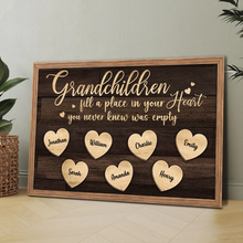 Grandchildren Fill A Place In Your Heart - Personalized Customized Canvas - Gift For Family Members