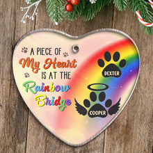 My Heart At The Rainbow Bridge - Personalized Custom Heart Acrylic Ornament - Gift For Pet Lovers