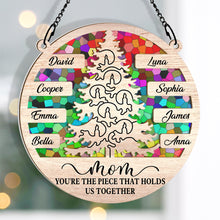 Mom Holds Us Together - Personalized Acrylic Window Suncatcher Ornament - Christmas Gift For Family