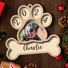 Custom Photo Dog Footprint - Personalized 2-Layered Wooden Ornament - Christmas Gifts For Dog Lover