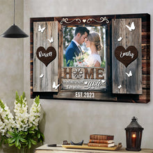 Home Is Wherever I'm With You - Personalized Custom Framed Canvas Wall Art - Gift For Couple