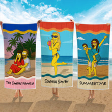 Simpsonize Your Photo - Turn Your Photo to Simpsons Beach Towel - Gift For Family Members, BFF, Couple, Besties