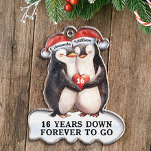 Cute Penguin Couple Shaped - Personalized Acrylic Ornament - Christmas Gift For Couple, Lovers