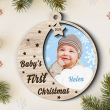 First Christmas - Personalized 2-Layered Wooden Ornament - Gifts For Family, New Parents, Baby Kids