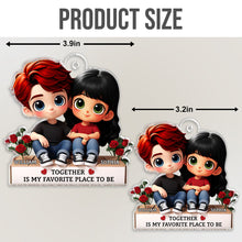 Cartoon Couple Sitting Next To Each Other - Customized Personalized Car Ornament- Gift For him, Gift for her