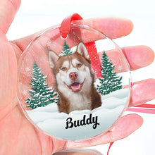 Custom Photo Snowy Pet Lover- Customized Personalized Glass Ornament - Christmas Gift For Pet Lover