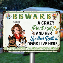A Crazy Plant Lady & Her Spoiled Dogs - Gift For Gardening Lovers - Personalized Classic Metal Signs