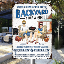 Welcome To Our Swimming Poolside - Pool Sign - Personalized Custom Metal Signs