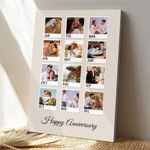 Custom Monthly Photo First Christmas As Mr & Mrs - Personalized Customized Canvas - Gifts For Couple