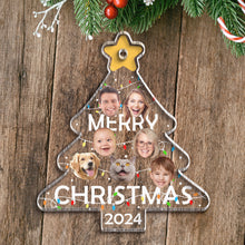 Custom Photo Merry Christmas Tree -  Personalized Acrylic Ornament - Gift For Family, Best Friends