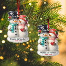 Growing Old Together 3D Effect Couple Snowman - Personalized Acrylic Ornament - Christmas Gift For Family Member, Couple