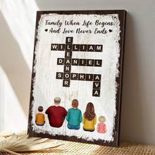 Custom Family Character Crossword Wall Canvas - Personalized Customized Canvas - Gift For Family