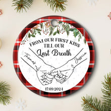 From Our First Kiss - Customized Personalized Ceramic Ornament - Christmas Gift For Couple Husband Wife