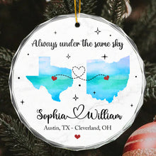 Always Under The Same Sky - Customized Personalized Glass Ornament - Gift For Couple Husband Wife Family