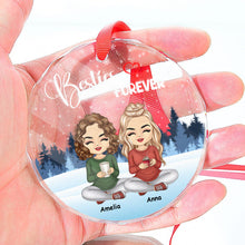 Christmas Besties Forever - Personalized Custom Glass Ornament - Gift For Bestie, BFF, Sisters